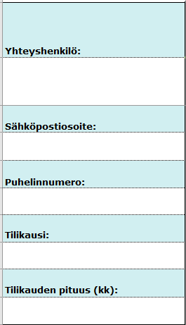 Kuvassa laskelman perustietokentät. Sisältö kuvattu tarkemmin edeltävässä tekstissä.